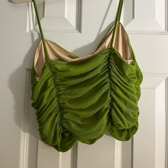 Cotton Candy LA Draped Mesh Green Cropped Top - Picture 4 of 4